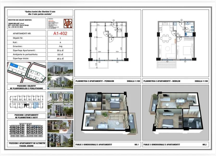 Apartament A1-402 w Qerret – 68,4 m² — zdjęcie 1